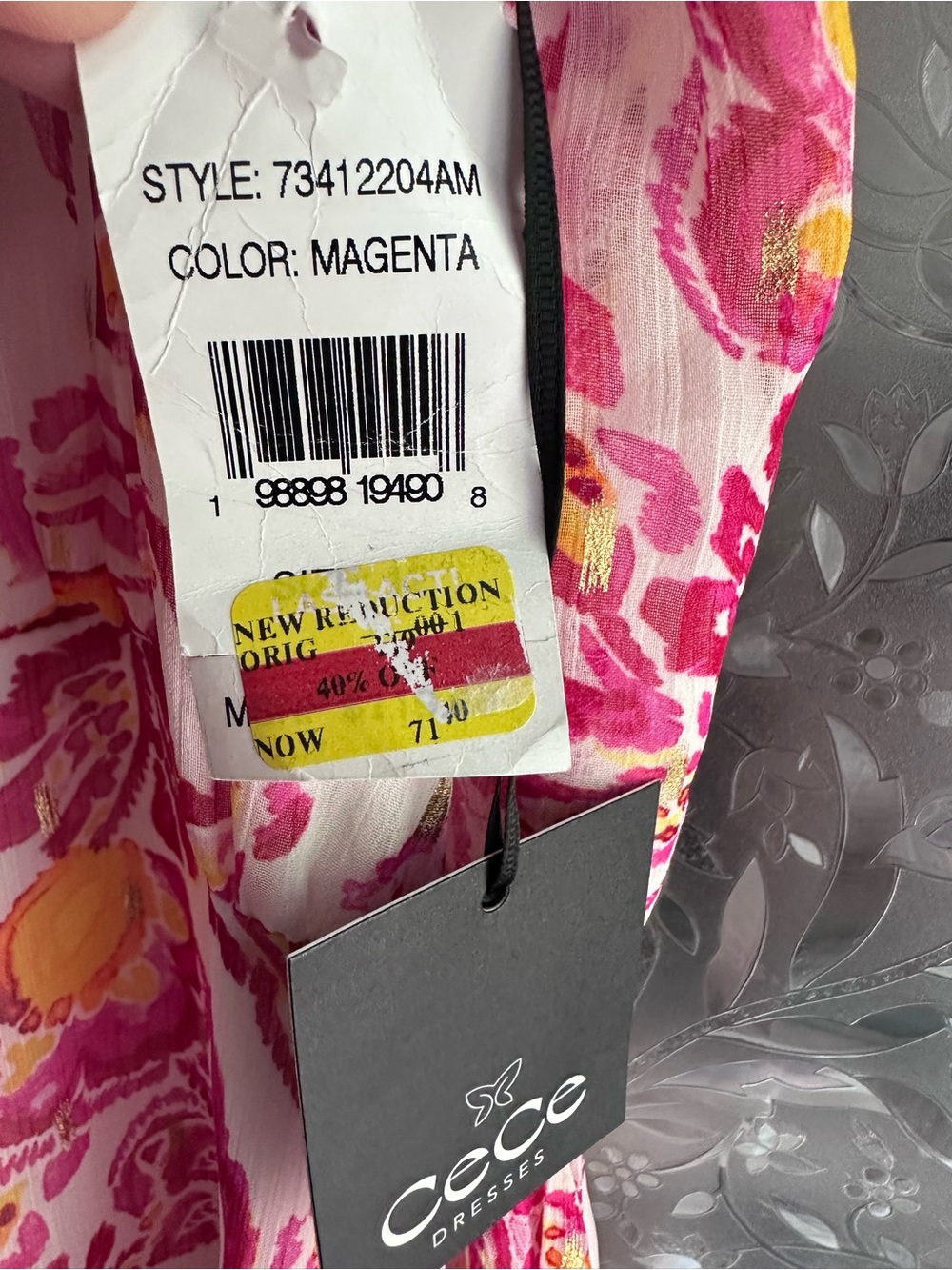 CeCe Pink and Yellow Paisley Tiered Halter Maxi Dress - Picture 3 of 7
